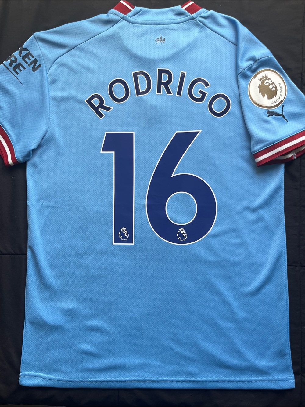 Rodrigo #16 Man City Medium Retro Soccer Jersey Manchester Home 2022/2023 Rodri